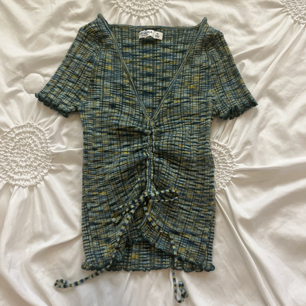 Arizona Jean Company Plaid Ruched Top